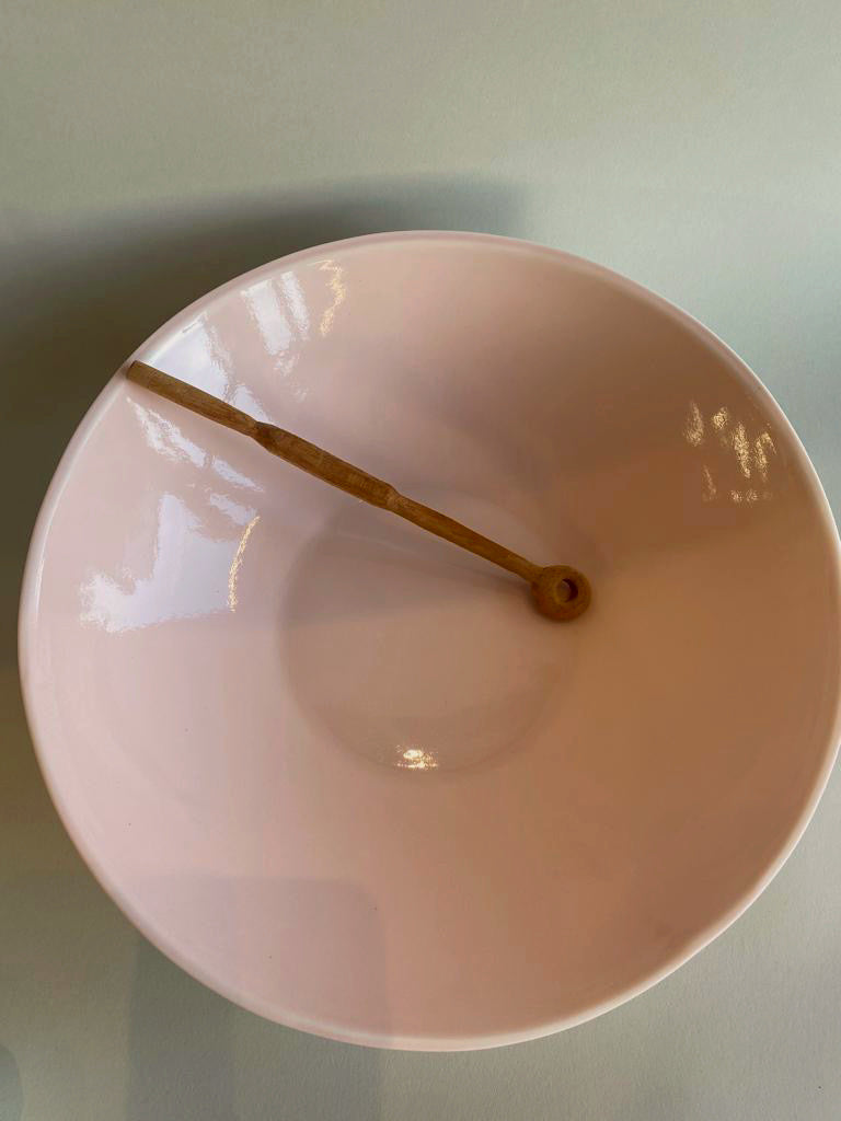 Soft pink handmade porcelain salad bowl