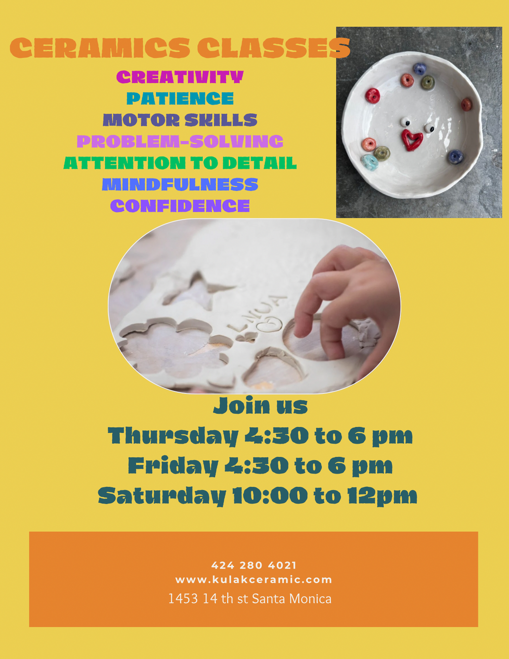 New ! Kids Handbuilding: SATURDAY 10-11:30 am  (4 Sessions)